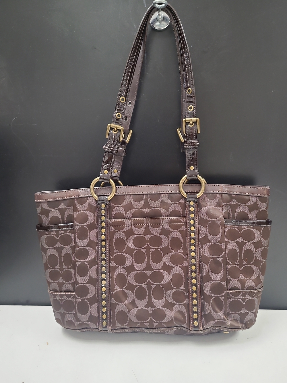 Coach Brown Lurex Jacquard Leather Signature Tote Bag Coach Brown H0867-F12853 - Picture 2 of 16